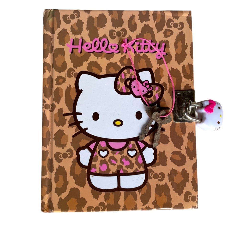 Hello Kitty Journal with lock & Key leopard print